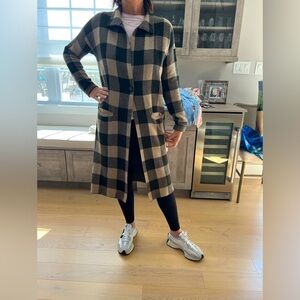 Buffalo check Olive and khaki sweater coat. Size large.